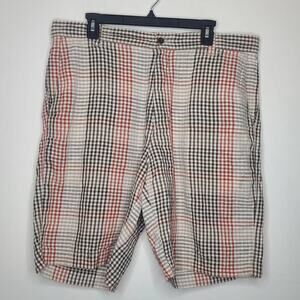 Tommy Bahama linen silk blend brown orange tan plaid shorts - 36
